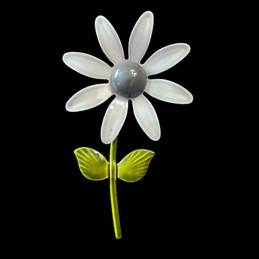 Metal Gray Flower Brooch 3” X 2”