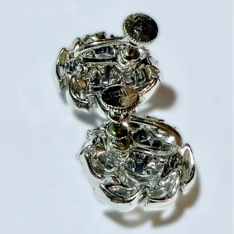 Vintage Signed Lisner Blue AB Silvertone Clip Earrings