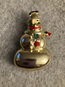 Vintage 70’s or 80’s Gold Tone Snowman Brooch
