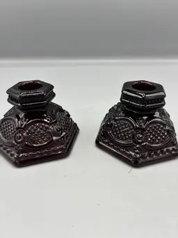 Avon Cape Cod Ruby short candlesticks
