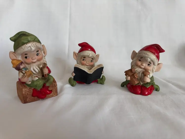 HOMCO Santa’s Elves Set Of 3 Original Box