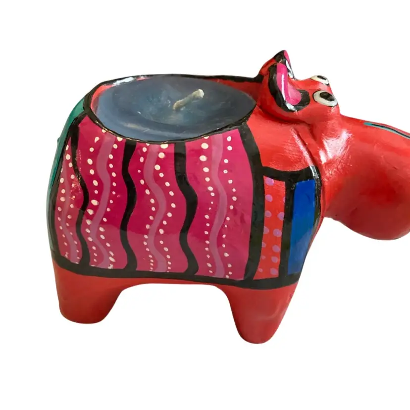 Colorful Hippo Figurine With Candle