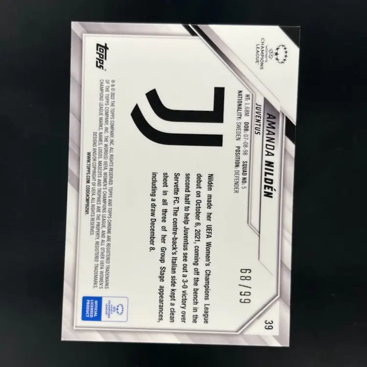 Amanda Nilden 2021/22 Topps Chrome UWCL Neon Green /99 Soccer Card