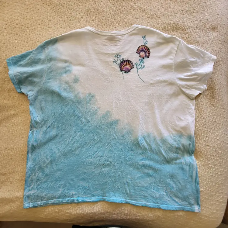 Women 3XL Beach Themed Top Handmade Tie Dye Painted Seashells RARE ONE-OF-A-KIND