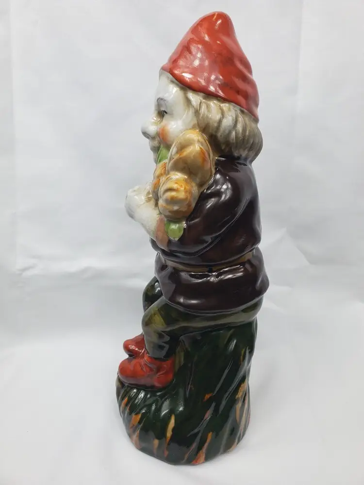 Vintage Phillip Griebel Large 13" Ceramic Standing Gnome With Flowers Home Decor