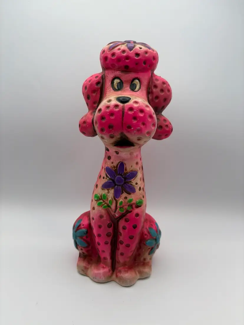 Pink Chalkware Poodle Bank
