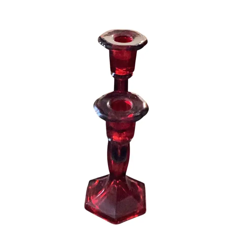 Vintage Ruby Red Flashed Glass Candelabra