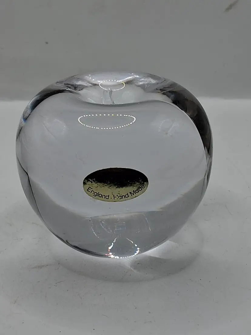 Vintage Wedgewood Glass, England Crystal Apple Paperweight