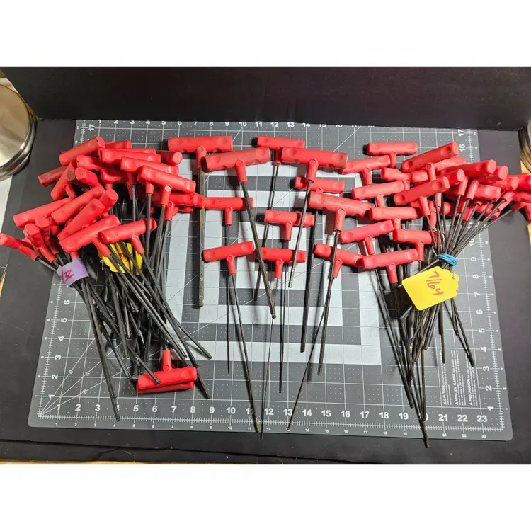 RED HANDLE T HANDLE ALLEN LOT 7/64 , 5/32 PLUS MISCELLANEOUS 7LB LOT OVER 50 PC