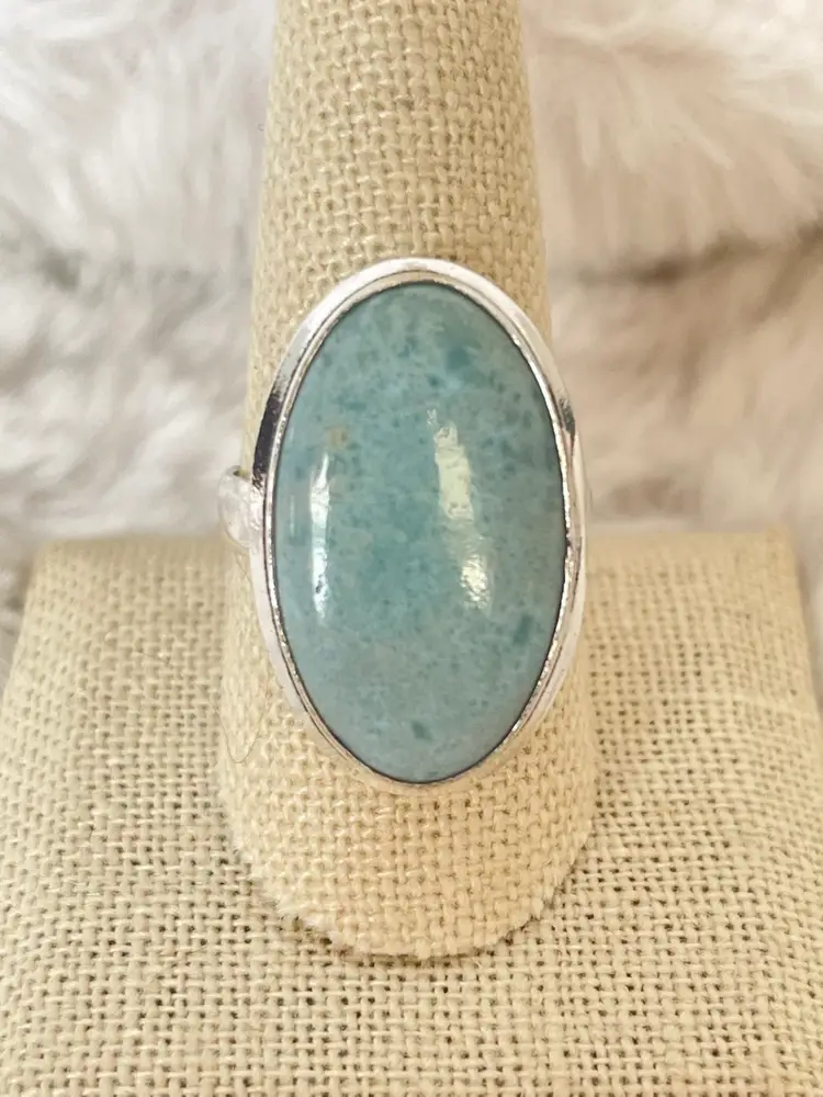 Amazonite Oval Statement Ring Size 9.5
