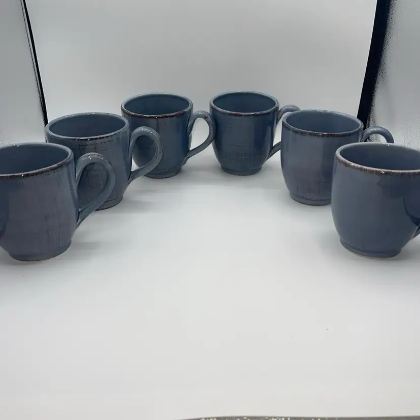 PIER 1 Imports Toscana Blue Coffee Mug Set of 6 Italy 4.5” Tall
