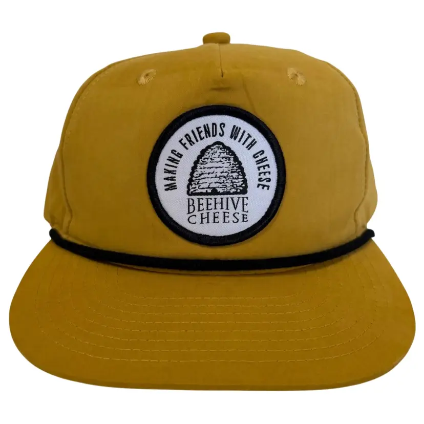 Making Friends With Cheese Beehive Cheese Patch Flat Brim Unisex Yellow Snapback