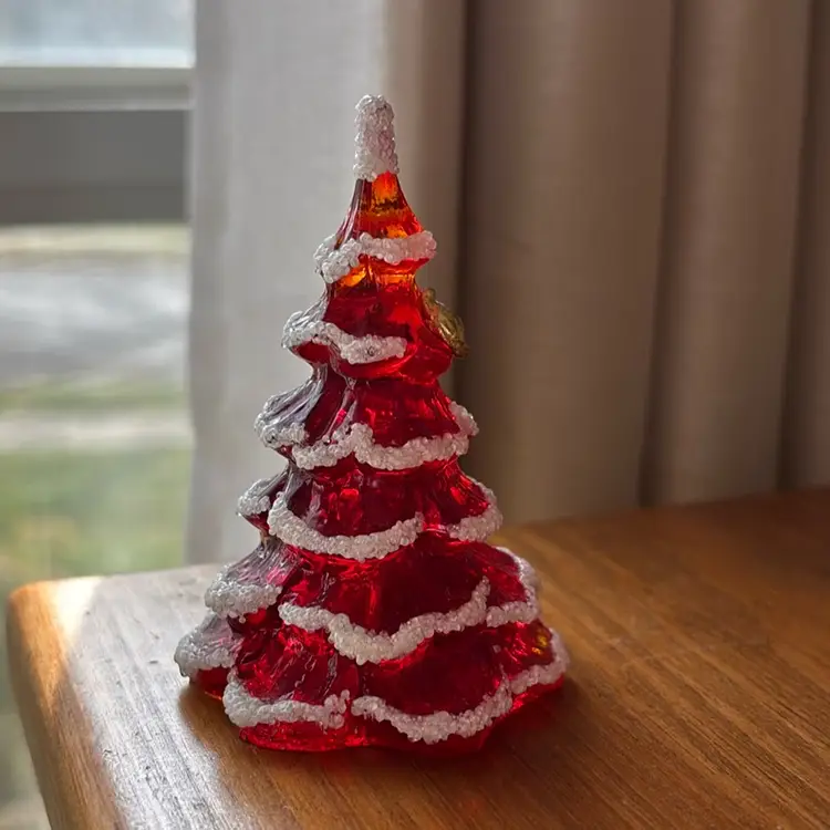 Miniature Fenton Amberina Christmas Tree