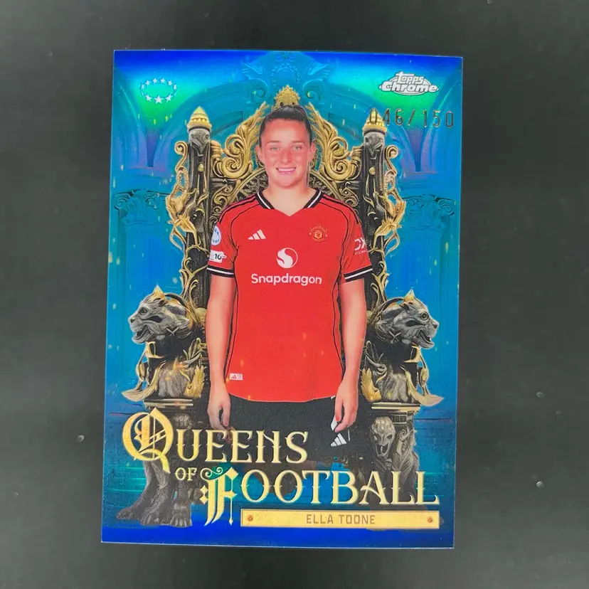 Ella Toone 2025/26 Topps Chrome UWCL Queens Of Football Blue /150 Manchester United Soccer Card