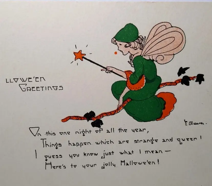 Halloween Postcard Witch Goblin Fairy Wand Weaver Series 2399 Original Fantasy