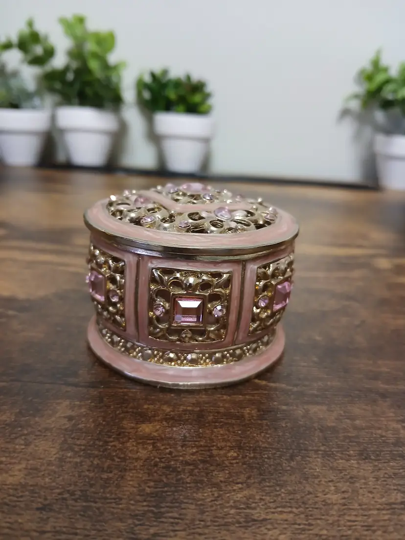 Vintage Jeweled Trinket Box 034