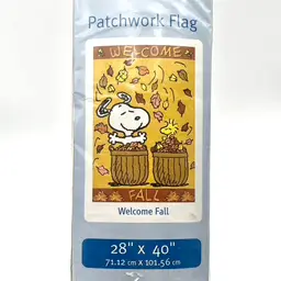 Vintage Peanuts Snoopy Woodstock Flag Fall Patchwork 2005 New 28x40