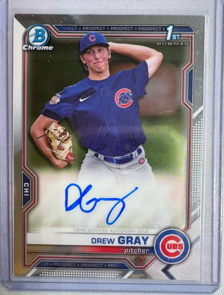 2021 Bowman Draft Drew Gray 1st Chrome Auto Chicago Cubs