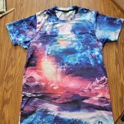 Men's EDM Into The AM Festival Rave Tee Space & Mountains Print Size Small