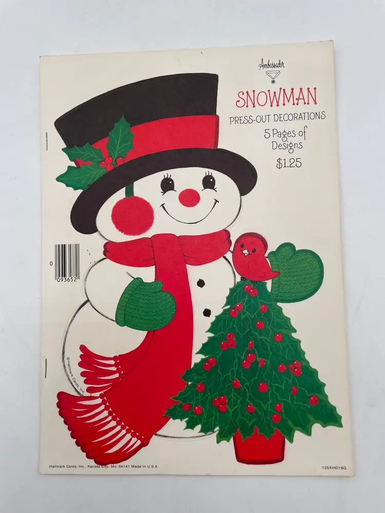 Vintage Ambassador Christmas Perforated Snowman Paper Decorations