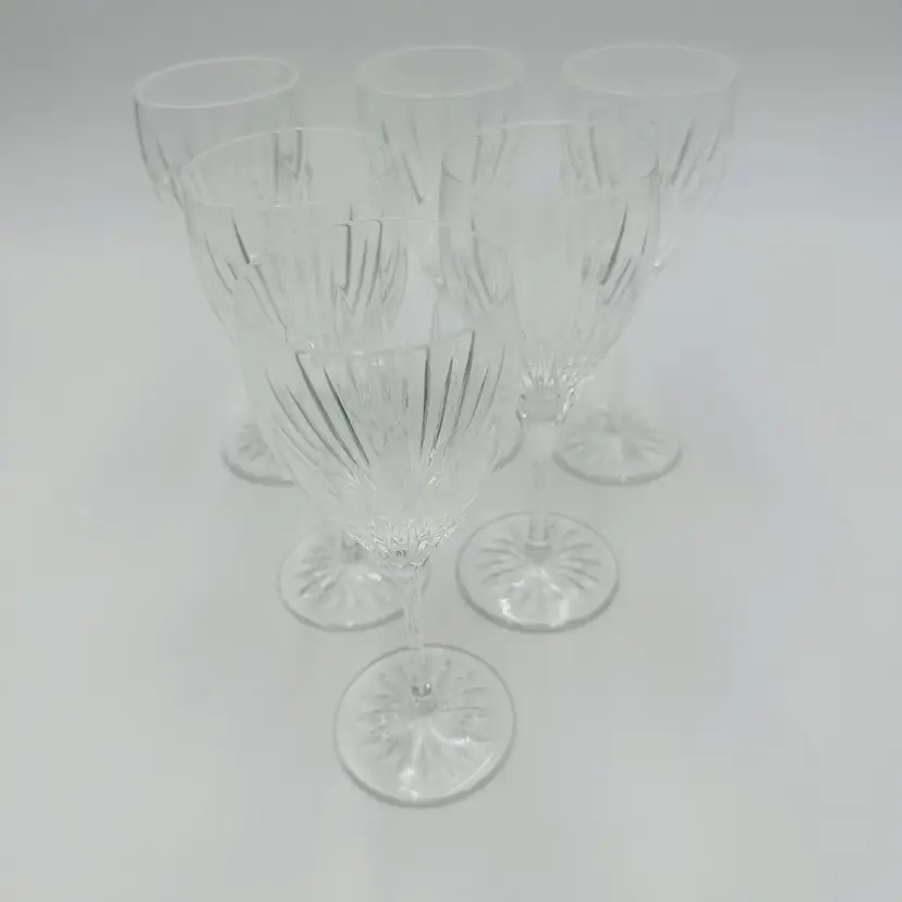 Villeroy & Boch Crystal Lugano 6in Sherry Glasses Cut Base 6 Piece Set