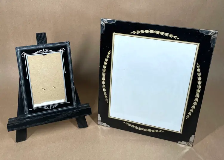 Vintage Art Deco Picture Frames 5 with Ephemera Lot