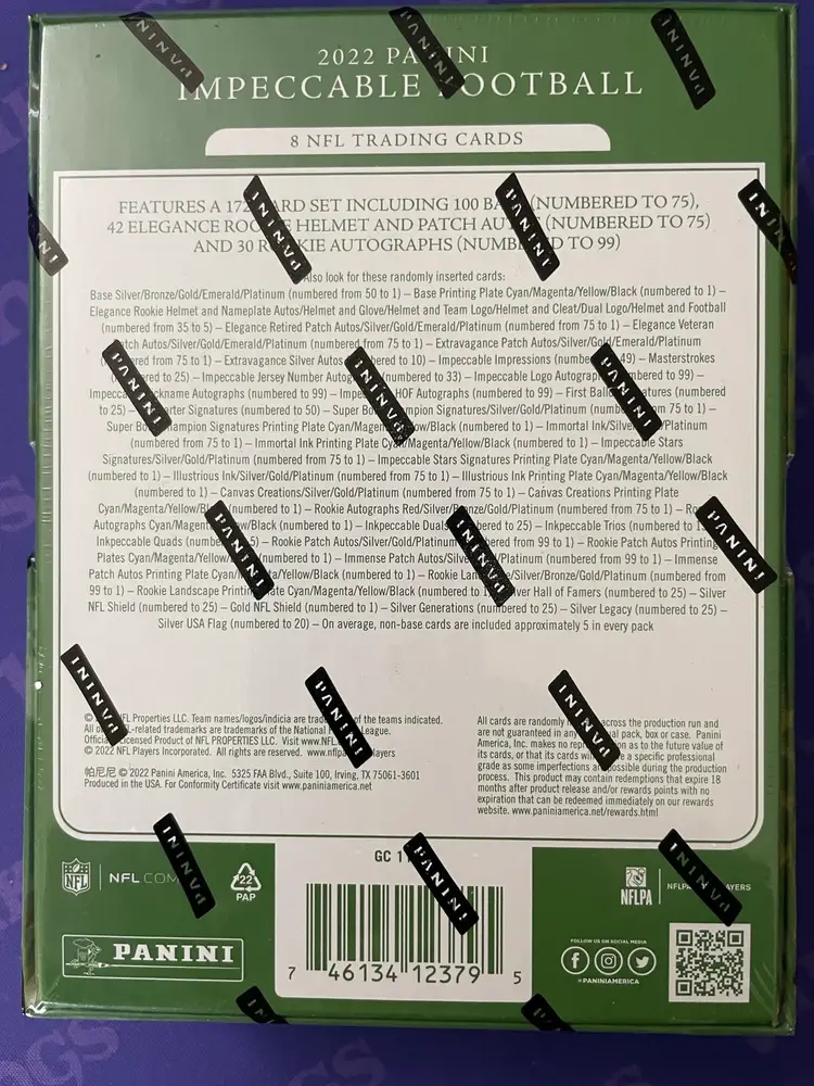 2022 panini impeccable football hobby box
New Sealed/factory fresh