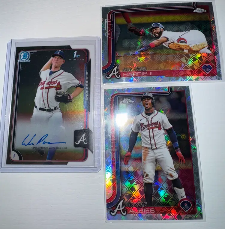 Atlanta Braves Auto and Logofractor 3 Card Lot