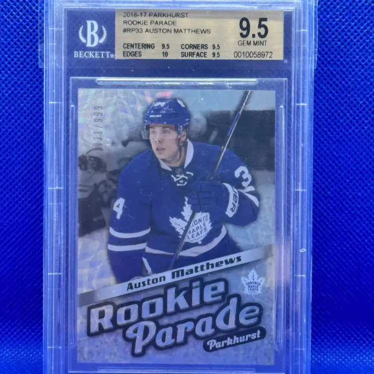 2016 Parkhurst Rookie Parade /999 Auston Matthews BGS 9.5 (9.5,9.5,10,9.5) Toronto Maple Leafs