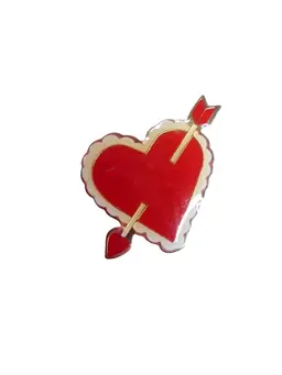 Vintage 80s Enamel Heart Valentine Gold-Tone Enamel Lapel Brooch Pin Estate Find