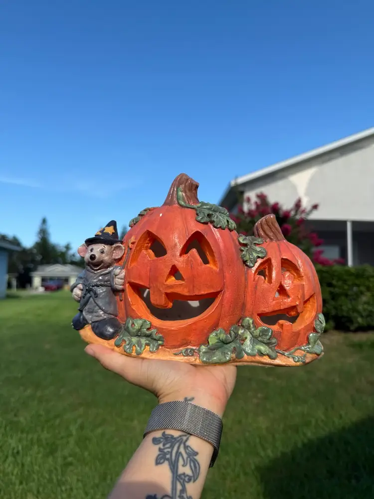 🎃Vintage Ceramic Jack O’ Lantern & Mouse Light Up Decor🎃