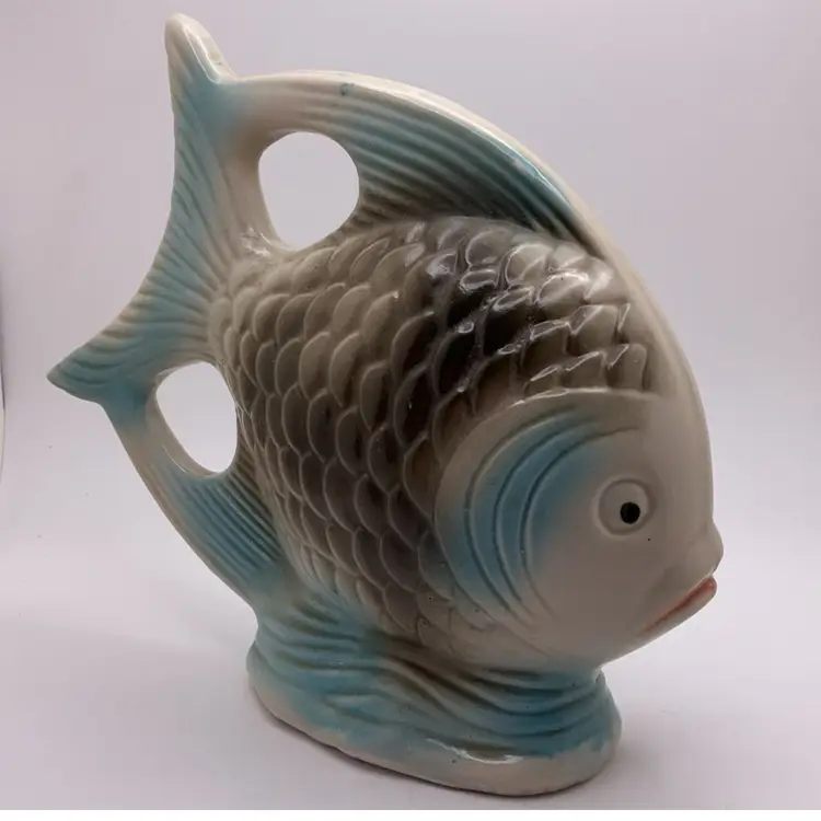 POW1 VTG MCM Fish Decor Figurine Ceramic 6.25” x 6”