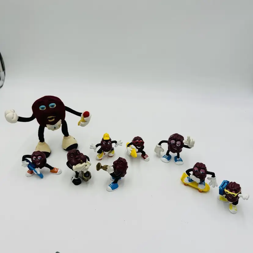 Calrab California Raisins 1988 Action Figurines Applause Lot 9 Pieces Vintage 