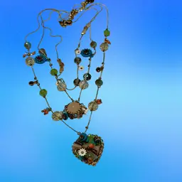 Signed Betsey Johnson Woven Heart Layered Goldtone Necklace **UV Reactive** (KK)