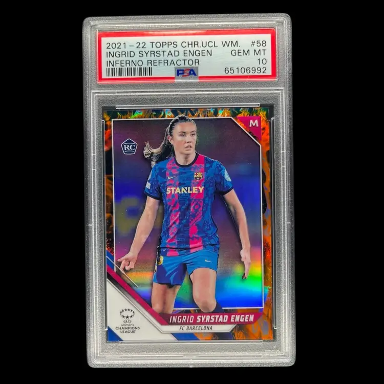 Ingrid Syrstad Engen 2021/22 Topps Chrome UWCL Inferno /75 PSA 10 Soccer Card