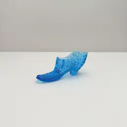 Daisy And Buttons Blue Glass Vintage Shoe With Bow
