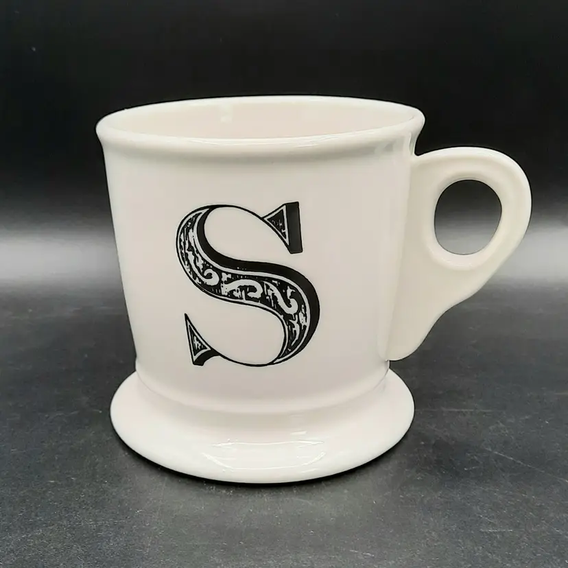 Anthropologie "S" Initial Footed Shaving Style Mug