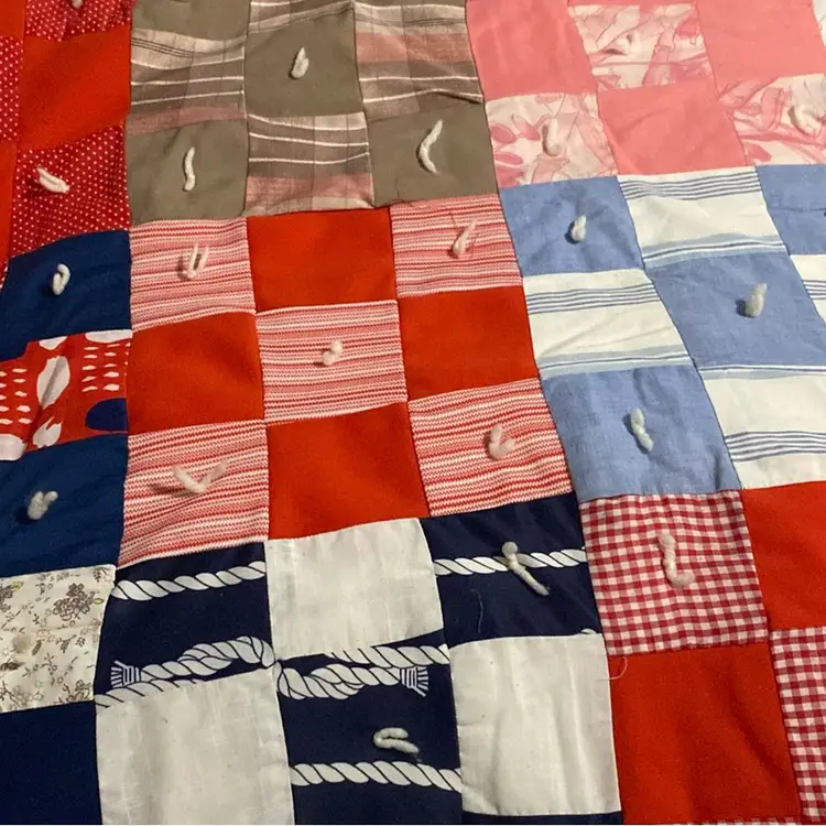 Vintage Patchwork Quilt 74” X 76”