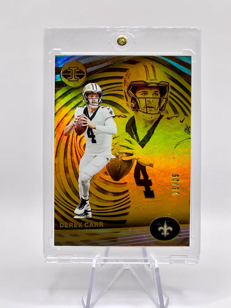Derek Carr 2023 Illusions Trophy Gold Color Match Numbered /25 New Orleans Saints