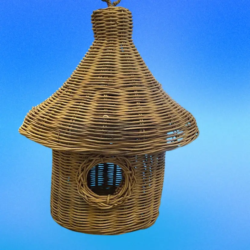 Vintage Wicker Bird House Decor