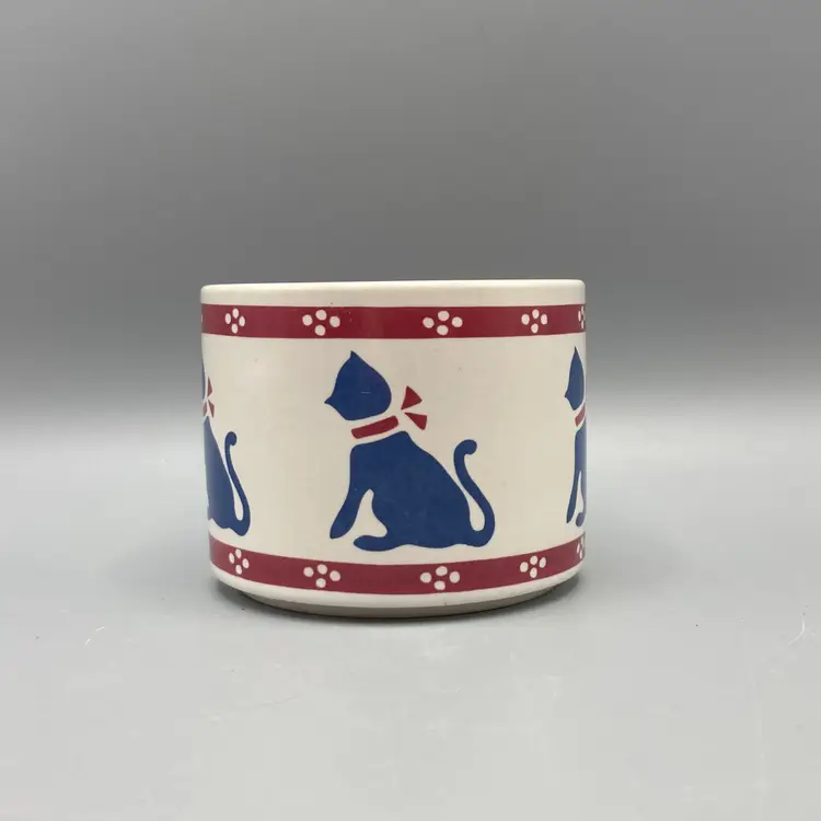 Korean Red and Blue Cat Tea Light Holder or Trinket Dish