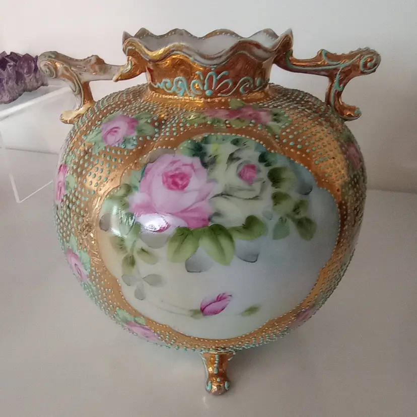 Nippon two-handled, footed vase