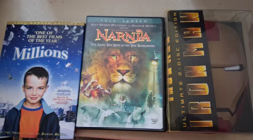 DVD Bundle: Millions, Narnia, Iron Man Ultimate Edition