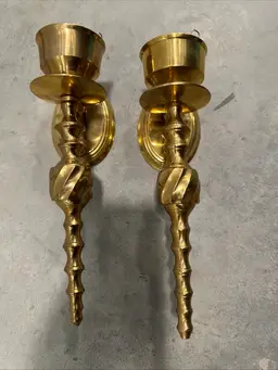 Pair Of Vintage Brass Well Sconces Made In India Awesome Geometric Shape 9.5” Long Heavy