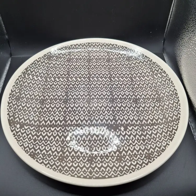 Baum Dalton Retired Gray & White Ceramic Dinner Plates Set Of 2 Replacement