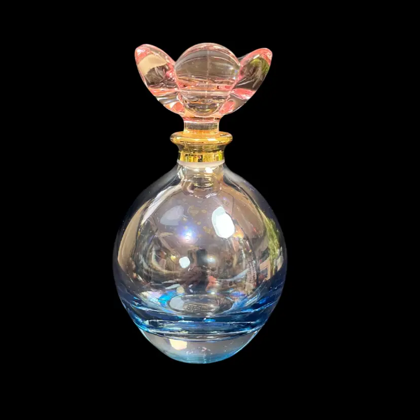 Made in Italy-Illusions-24% Lead Crystal Shimmery Blue & Pink Perfume Bottle