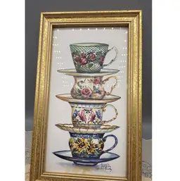 Frankie Buckley Signed Stacked Teacup Print 7x11”