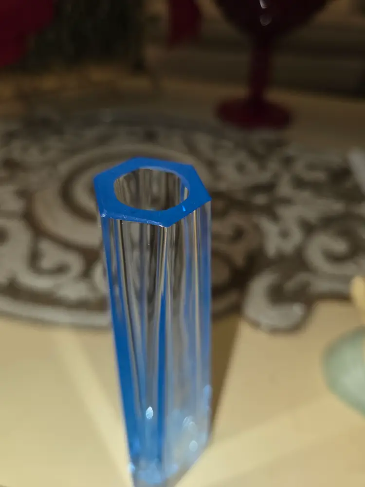 Neodymium Glass Faceted Vase