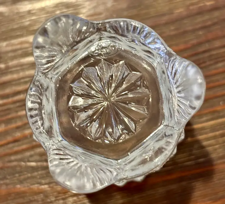 Fenton Opalescent Hobnail Vintage Glass Scalloped Edge Toothpick Holder 3”