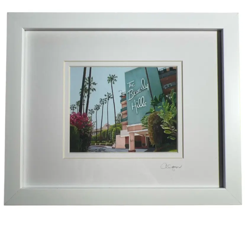 9x11 “Beverly Hills Hotel” Framed And Signed Print